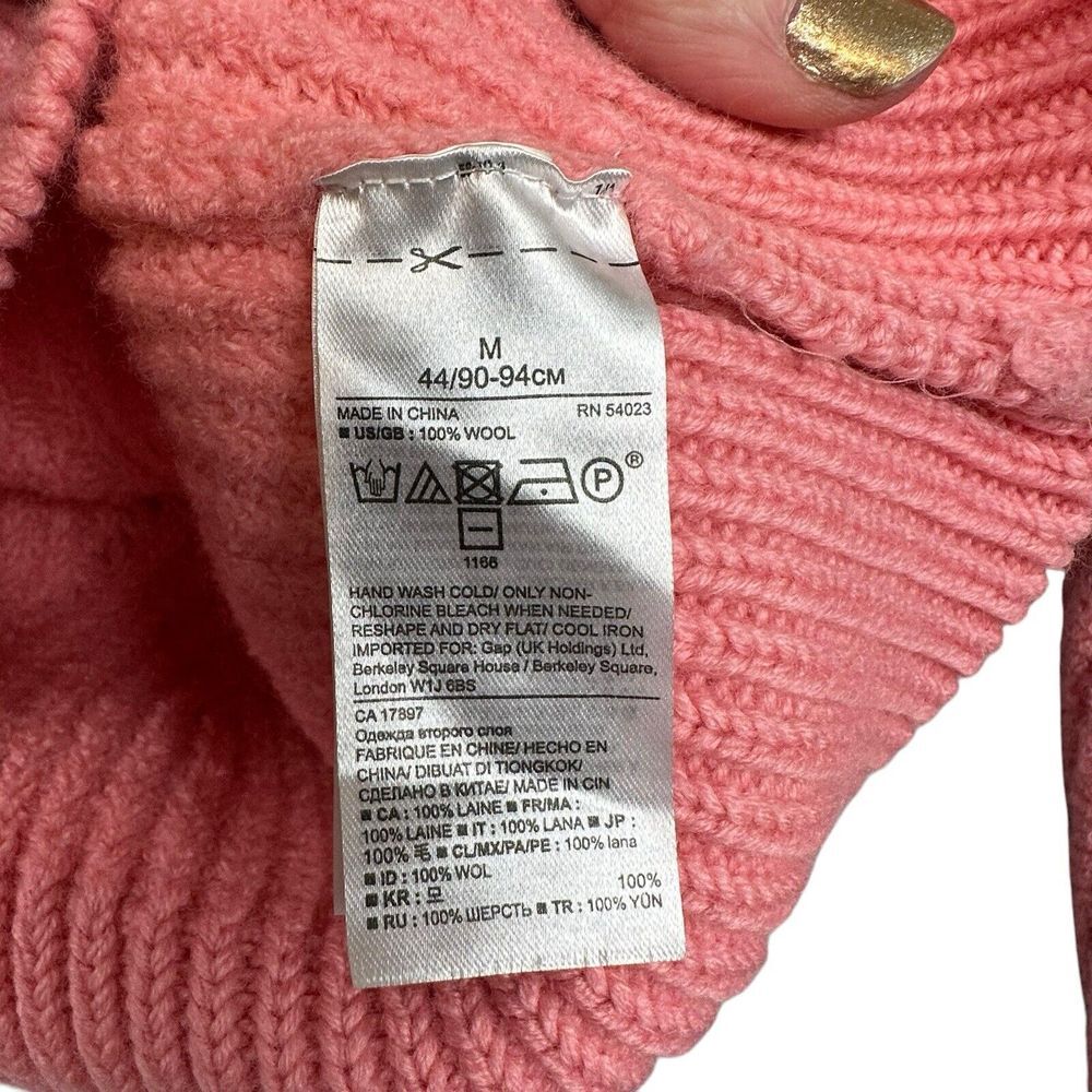 Banana Republic Sweater Sz M Flamingo Pink 100% Wool Chunky Knit Barbie Coquette - Picture 5 of 12